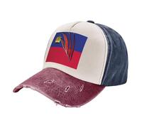 Urban Fashion Trucker Caps with Liechtenstein Flag Print, Retro Color Block Denim Hat Distressed, Washed Unisex for City Street Style and Modern Urban Lifestyle 1 One Size