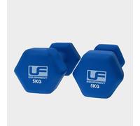 Urban Fitness Hex Pair of 2 Dumbbells, Slip-Free, Neoprene Coated Cast Iron, Weights, Handle, For Full Body Workout, Blue, 5 kg
