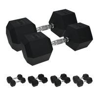 Urban Fitness PRO Hex Dumbbell - Rubber Coated (Pair), 25kg, Black