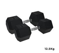 Urban Fitness Pro Hex Dumbbells Rubber Coated (Pair) 2X12.5KG