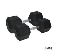 Urban Fitness Pro Hex Dumbbells Rubber Coated (Pair) 2X15KG