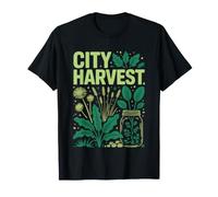 Urban Forager Basket Walking City Street Illustration T-Shirt
