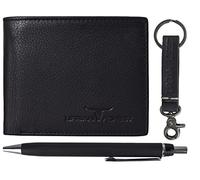 Urban Forest Leather Wallet & Keyring & Pen Combo Gift Set for Men, Black, Contemporary