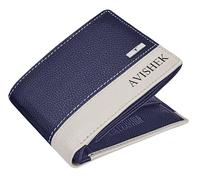 URBAN FOREST Samuel Custom Leather Wallet for Men, Blue/Sand, Contemporary