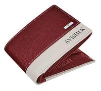 URBAN FOREST Samuel Custom Leather Wallet for Men, Red/Sand, Contemporary