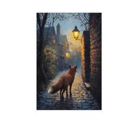 Urban Fox Under The Streetlight Poster Canvas Poster Bedroom Decor Landscape Office Room Decor Gift 12x18inch(30x45cm)