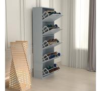 URBAN FURNISHING Shoe Storage Cabinet Modern High Gloss 5 Tier Shoe Rack Cabinet Cupboard Organizer Space Saving Design for Hallway, Entryway, Living Room, & Bedroom (Grey)