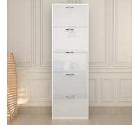 URBAN FURNISHING Shoe Storage Cabinet Modern High Gloss 5 Tier Shoe Rack Cabinet Cupboard Organizer Space Saving Design for Hallway, Entryway, Living Room, & Bedroom (White)