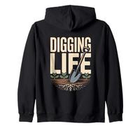 Urban Gardening Digging Life Shovel Roots Plants Zip Hoodie