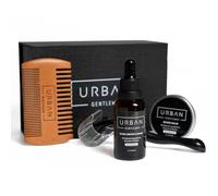 Urban Gentleman Beard Grooming Kit for Men - Beard Balm, Wooden Comb, Beard Growth Serum & Derma Roller - Complete Beard Care & Styling Set