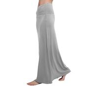 Urban GoCo Women's Stylish Comfy Fold-Over Long Maxi Skirt, S, Light Gray