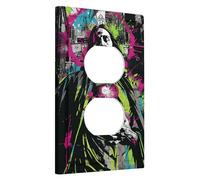 Urban Graffiti Light Switch Cover Plates/Outlet Covers, Neon City Sacred Heart Wall Art, Thermoplastic Wall Plates, Standard Size Single Duplex Outlet