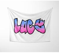 Urban Graffiti Style Personalised Blanket - Custom Name Throw with Street Art Lettering - Change Background Colour and Text - Bold Hip Hop Spray Paint Vibes - Boys Girls Teen Bedroom Gift - UK Made
