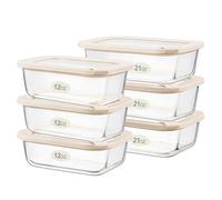 Urban Green Glass Food Storage Containers with Glass Lids, Microwave Safe Food Container Set, Aitight Meal Prep Container Set, LeakProof, 100% Plastic Free, 6 Pack