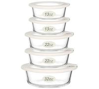 Urban Green Glass Food Storage Containers with Glass Lids, Microwave Safe Food Container Set, Aitight Meal Prep Container Set, LeakProof, 100% Plastic Free, 5 Pack
