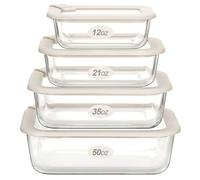Urban Green Glass Food Storage Containers with Glass Lids, Microwave Safe Glass Food Container Set, Aitight Glass Meal Prep Container Set, LeakProof, 100% Plastic Free, 4 Pack
