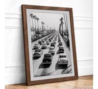 Urban Gridlock Framed Wall Art Print A1 Walnut