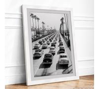 Urban Gridlock Framed Wall Art Print A4 White