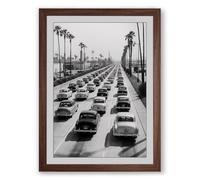 Urban Gridlock Modern Framed Wall Art Print A2 (59.4×42cm) Walnut, Wall Decor for Living Room, Bedroom, Office & Home, Ready to Hang, Art Gift