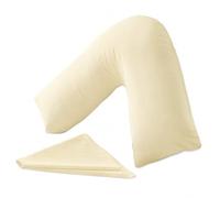 URBAN GROOVE V Shaped Pillowcase Cover Plain Polycotton Back & Neck Support Orthopaedic/Pregnancy/Nursing Pillow Case Cover Only (Envelope Closure) (Cream)