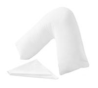 URBAN GROOVE V Shaped Pillowcase Cover Plain Polycotton Back & Neck Support Orthopaedic/Pregnancy/Nursing Pillow Case with Envelope Closure (White)