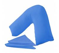 URBAN GROOVE V Shaped Pillowcase Cover Plain Polycotton Back & Neck Support Orthopaedic/Pregnancy/Nursing Pillowcase Cover - V Pillow case cover only (Envelope Closure) (Mid Blue)