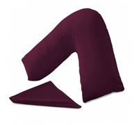 URBAN GROOVE V Shaped Pillowcase Cover Plain Polycotton Back & Neck Support Orthopaedic/Pregnancy/Nursing Pillowcase (Envelope Closure) Plum