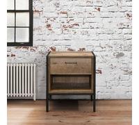 Urban Industrial Style Rustic Wood Effect Bedside Cabinet - 1 Drawer