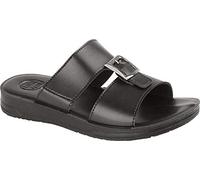 Urban Jack New Mens Leather Look Walking Slider Slip On Sport Beach Surf Flip Flop Diabetic Mule Sandals Shoe Size 7-11 (Black, 10)