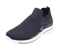 Urban Jacks Ladies Casual Comfort Summer Breathable Lightweight Flexible Slip-On Sock Rainbow Trainer Shoe Sizes 4-8’s (Navy, UK Footwear Size System, Adult, Women, Numeric, Medium, 7)