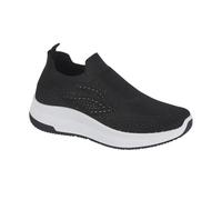 Urban Jacks Ladies Casual Comfort Summer Breathable Lightweight Flexible Slip-On Sock Rainbow Trainer Shoe Sizes 4-8 (Black 2, UK Footwear Size System, Adult, Women, Numeric, Medium, 5)