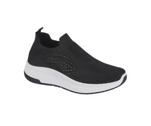 Urban Jacks Ladies Casual Comfort Summer Breathable Lightweight Flexible Slip-On Sock Rainbow Trainer Shoe Sizes 4-8 (Black 2, UK Footwear Size System, Adult, Women, Numeric, Medium, 7)