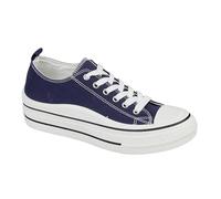 Urban Jacks Ladies Lace Up Platform Sole Canvas Baseball Sneakers 4-8 (Navy, UK Footwear Size System, Adult, Women, Numeric, Medium, 4)