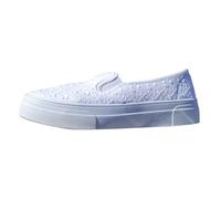 Urban Jacks Women's White Slip-On Canvas Shoes - Floral Embroidered Platform Plimsolls for Casual Style-White-3