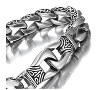 URBAN JEWELRY Amazing Stainless Steel Mens link Bracelet Silver Black 23 cm Long (With Branded Gift Box)