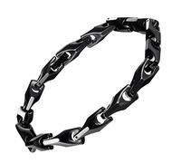 URBAN JEWELRY Classy Men's Solid Heavy Wheat Tungsten Carbide Bracelet - 3 Sided Links (23 cm, Black)