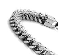 URBAN JEWELRY Silver Tone 316L Stainless Steel Gourmet Link Bracelet for Men