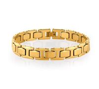 URBAN JEWELRY Stunning Solid Tungsten Link Bracelet for Men Polished Link, Puzzle, Ceramic Style (Silver, Black, 18K Gold Plated Option), 8 26 inch, Gold Plated, no gemstone