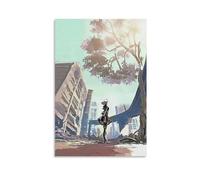 Urban Landscape Art Print Abstract City Poster Futuristic Wall Decor Nature Meets Urban Modern Home Art Unique Prints for Living Room Aesthetic Artwork for Bedroom Gift 24x36inch(60x90cm) Unframed