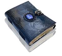 URBAN LEATHER 18 Cm Lapis Leather Journal Grimoire Notebook for Men Women | 3 Moon Celtic, Vintage Black Book of Shadows, Drawing Sketchbook Travel Gift Writing Diary, Old Deckle Edge 160 Unlined Pages