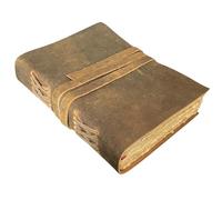 URBAN LEATHER 18 Cm Vintage Leather Bound Journal Notebook, Old Pages | Grimoire Book of Shadows, Artist Sketchbook, Travel Gift, Writing Diary for Men Women, Unlined Medieval Deckle Edge 160 Pages
