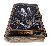 Urban Leather 7 inch Skull Two Lovers Vintage Journal for Men Women to Write in, UV Print Sketchbook Travel Leather Bound Journal Writing Notebook for Him & Her, Unlined Deckle Pages