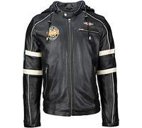 Urban Leather 'Austin' Men's Cowhide Jacket CE Approved Protectors for Back, Shoulders and Elbows Black 5XL