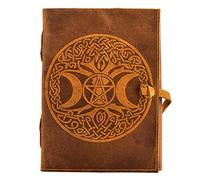 URBAN LEATHER B6 Vintage Leather Bound Journal for Men Women, Circle of Life Celtic Moon Tree Embossed Artist Drawing Sketchbook Diary Travel Gift Writing Notebook, Unlined Pages