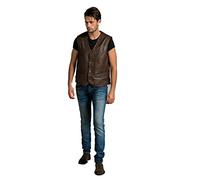 Urban Leather Billy Vest Leather Waistcoat, Ontario Brown, Size M,