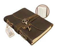 URBAN LEATHER Vintage Leather Bound Key Journal for Men Women, Grimoire Book of Shadows Gothic Gift Travel Writing Notebook Brown Diary, Ruled Lined 200 Pages, 18 Cm