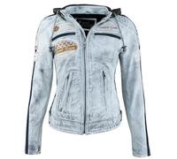 Urban Leather Women's Leather Motorcycle Jacket '58 LADIES' | Lambskin Biker Jacket | CE Approved Remouvable Armour for Back, Shoulders and Elbows, XL, vintage grey