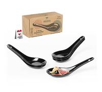 Urban Lifestyle 6 x Porcelain Spoons Black Asian Spoon Rice Spoon Soup Spoon Tasting Spoon Finger Food Spoon Appetizer Spoon Sample The Taste Spoon