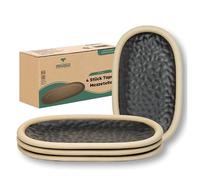 Urban Lifestyle Set of 4 Oval Dessert Plates in Ceramic 19.5 x 11.5 cm Chocolate Brown - Rustic Plates for Cake, Breakfast, Dessert or Appetizer - Small Oval Plates