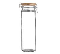 Urban Living Bambou & Co Straight Glass Jar with Bamboo Lid and Clip 1900 ml